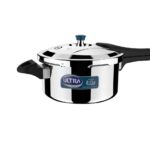 Ultra Duracook Triply Pressure Cooker 4.5 Litre | AISI 304 Food Grade Stainless Steel Cooker | 5 Years Warranty | Induction Compatible | Broad Base – Cooks Fast & Saves Gas | 1.2 MM Lid Thickness
