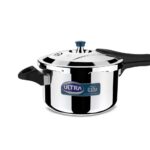 Ultra Duracook Triply Pressure Cooker 5.5 Litre | AISI 304 Food Grade Stainless Steel Cooker | 5 Years Warranty | Injection Moulded Handles | Induction Compatible Broad Base | Non-Stick Finish