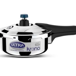 Ultra Triply Krono Pressure Cooker 1.5 Litre | Whistle Counter | Spillage Control | AISI 304 Food Grade Stainless Steel Cooker | 5 Years Warranty, Injection Moulded Handles & Induction Compatible