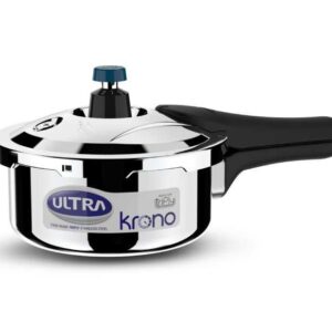 Ultra Triply Krono Pressure Cooker 2 Litre | Whistle Counter | Spillage Control | AISI 304 Food Grade Stainless Steel Cooker | 5 Years Warranty, Injection Moulded Handles & Induction Compatible