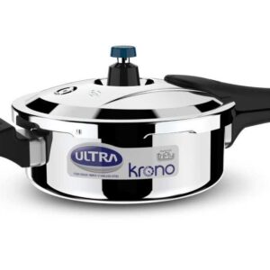 Ultra Triply Krono Pressure Cooker 3.5 Litre | Whistle Counter | Spillage Control | AISI 304 Food Grade Stainless Steel Cooker | 5 Years Warranty | Cooks Fast & Saves Gas | SCTS Technology