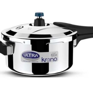 Ultra Triply Krono Pressure Cooker 4.5 Litre | Whistle Counter | Spillage Control | AISI 304 Food Grade Stainless Steel Cooker | 5 Years Warranty | 1.2 MM Lid Thickness | Induction Compatible