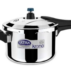 Ultra Triply Krono Pressure Cooker 5.5 Litre | Whistle Counter | Spillage Control | AISI 304 Food Grade Stainless Steel Cooker | 5 Years Warranty | 1.2 MM Lid Thickness | Induction Compatible