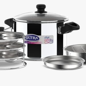 Ultra Duracook Triply Diet Infinity 5.6 L,All in one Steaming,Frying,Curry Making,Idly,Dhokla Maker etc,SS 304 Food Grade,Anti Bulging,Multiutility Pot,3 Layered body,Induction,5Y warranty