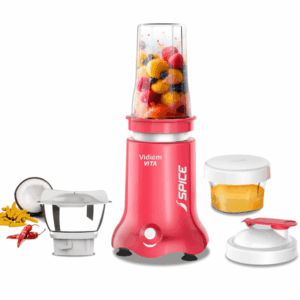Vidiem Vita Spice 500 W Personal Blender/Mixer/Grinder/Smoothie Maker | 22000 RPM Aria CoolTec Motor | 3 Jars (500 ml + 200 ml jar & 300 ml SS Chutney Jar) | 3 Year Motor Warranty | Beyond Blending