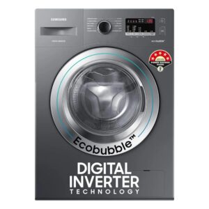 Samsung 7 kg, 5 star, EcoBubble Technology, Hygiene Steam with Inbuilt Heater, Digital Inverter, Fully-Automatic Front Load Washing Machine (WW70R22EK0X/TL, INOX GRAY)