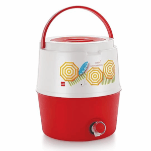 Cello Kool Star Plastic Insulated Water Jug, 10 litres, White/Red