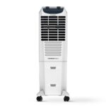 Crompton Surebreeze Tower Air Cooler-34L; Auto Fill, 4-Way Air Deflection and High Density Honeycomb pads; Indian ink and white colour