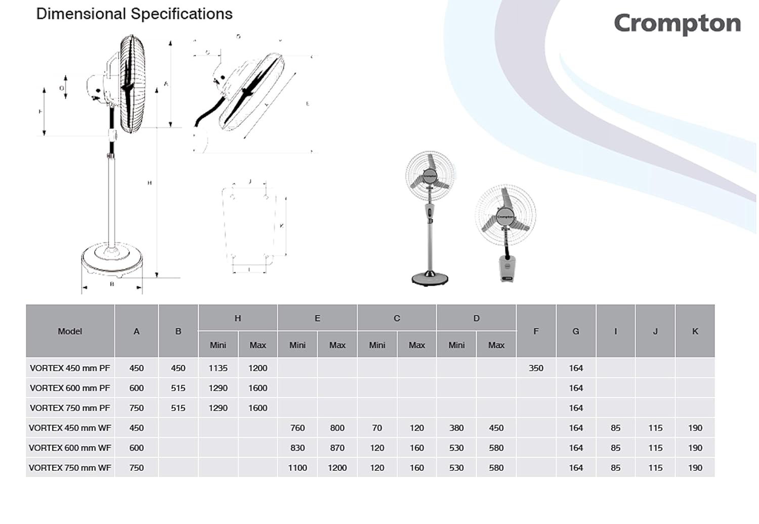 CG WALL MOUNTED FAN VORTEX 245