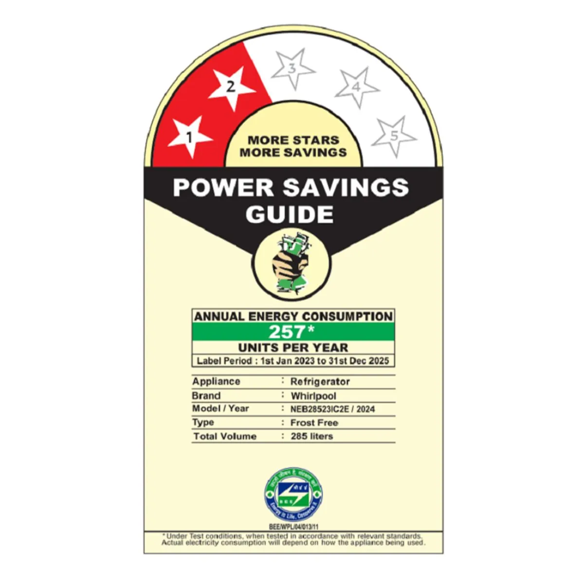 Intellifresh Pro 285L 2 Star Convertible Frost Free Bottom-Mount Refrigerator 12