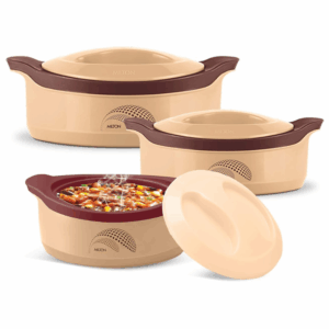 MILTON New Marvel Jr Inner Steel Casserole Gift Set Of 3, Brown Bpa Free Food Grade Easy To Carry Easy To Store Ideal For Chapatti Roti Curd Maker, 450 Ml