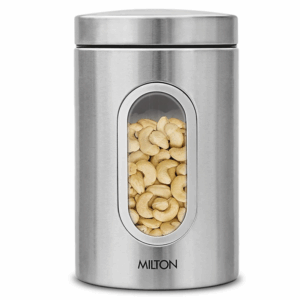MILTON Steel Clear 200 Round Storage Jar, 160 ml, Steel Plain