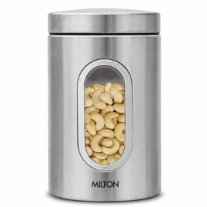 MILTON Steel Clear Round Jar 550, Stainless Steel, Blue
