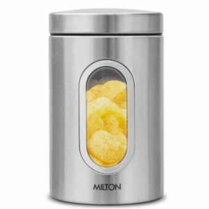 MILTON Steel Clear Round Storage Jar, 1000 ml