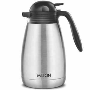 Milton Carafe 1500 Stainless Steel Double Walled Vacuum Insulated Flask with Lid and Handle, 1460 ml, Silver, Coffee/Tea Carafe Heat & Cold Retention, Leak Proof, Rust Free, Easy to Carry
