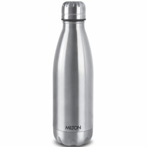 Milton Duo DLX 1000 Thermosteel Water Bottle 1 LTR, 24 Hr Hot and Cold I Leak Proof Lid, ISI Certified I Vacuum Insulated I for Office, Gym, School I Silver