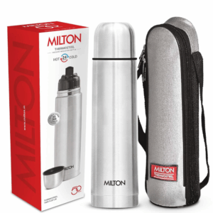 Milton Flip Lid 1000 Thermosteel Water Bottle 1 LTR, 24 Hr Hot and Cold I Leak Proof Lid, ISI Certified I Vacuum Insulated I for Office, Gym, School I Silver