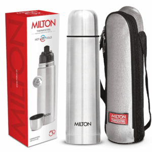 Milton Flip Lid 750 Thermosteel 750 ml Water Bottle, 24 Hr Hot and Cold I Leak Proof Lid with Jacket, ISI Certified I Vacuum Insulated I for Office, Gym, School I Silver