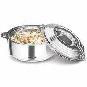 Milton Galaxia 1000 Insulated Stainless Steel Casserole, 1.2 liters, Insulated Thermal Serving Bowl, Keeps Food Hot & Cold for Long Hours, Food Grade, Elegant Hot Pot Food Warmer/Cooler, Silver