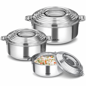 Milton Galaxia Insulated Stainless Steel Casseroles, Set of 3, Silver