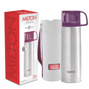 Milton Glassy 750 Thermosteel Vacuum Insulated Double Walled Flask with Drinking Cup lid & Jacket, 750 ml Water Bottles,24 Hours Hot & Cold, Easy to Carry,Rust Proof, Tea, Coffee, Travel Bottle,Purple