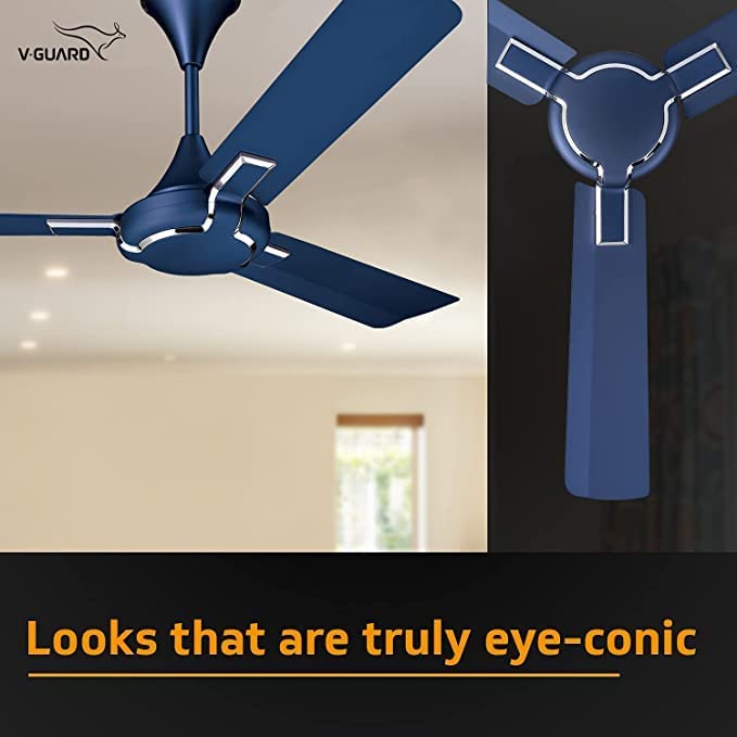 V-Guard GLADO PRIME VX 1 Star 1200 mm Energy Saving 3 Blade Ceiling Fan (RIBAND BLUE MATTE) 2