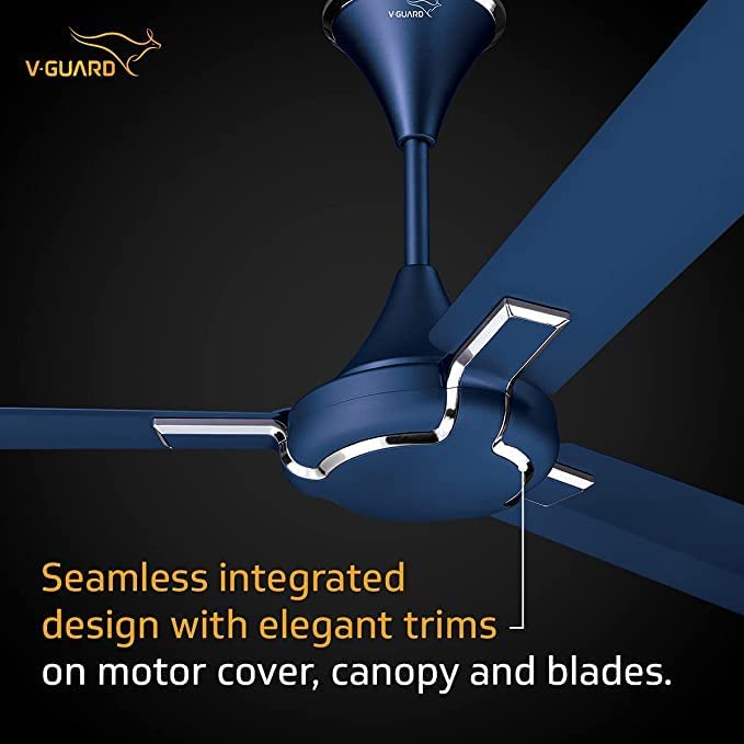 V-Guard GLADO PRIME VX 1 Star 1200 mm Energy Saving 3 Blade Ceiling Fan (RIBAND BLUE MATTE) 4