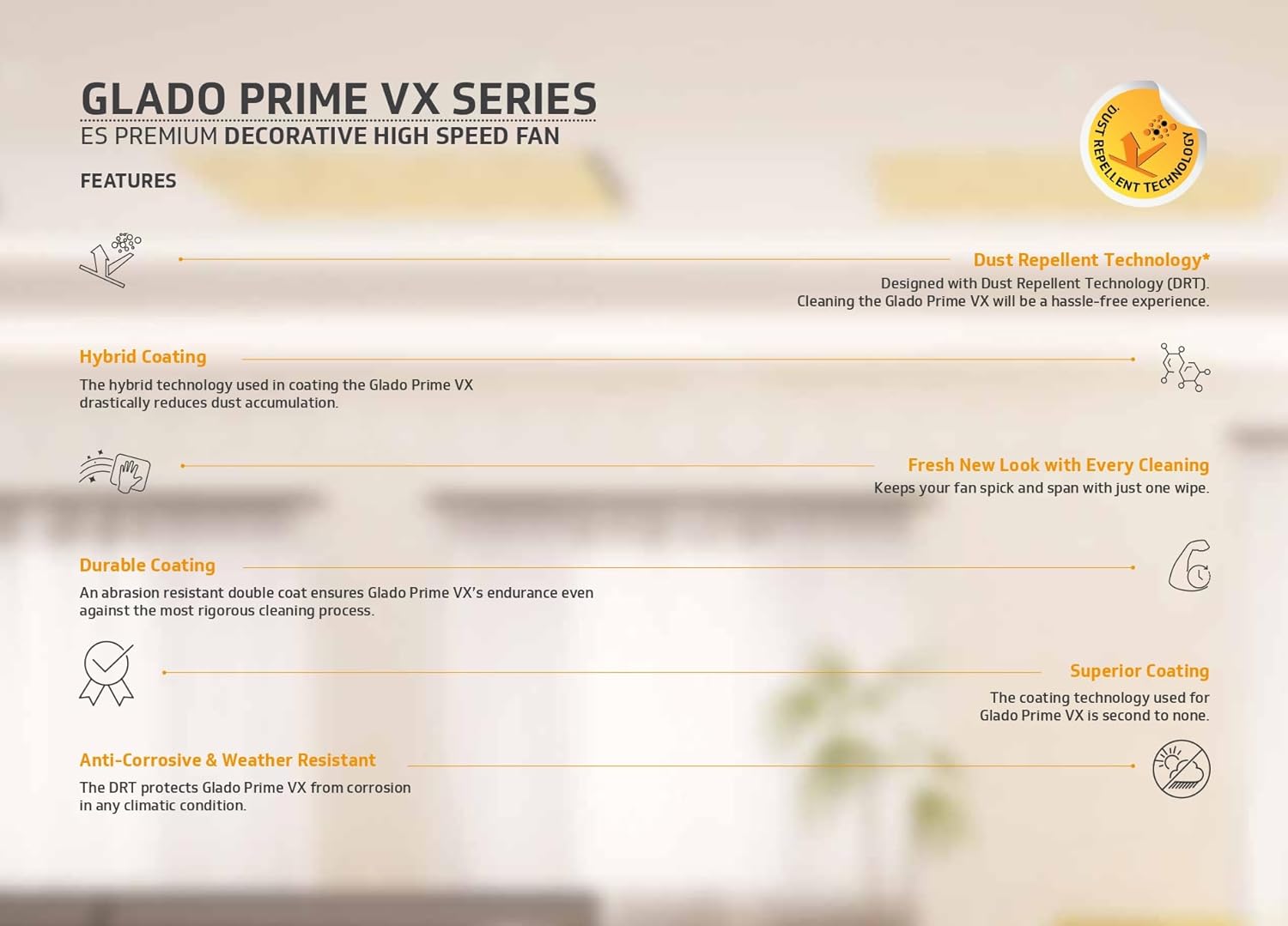 V-Guard Glado Prime VX 1.2 m Sweep 400 RPM Speed (ROSE GLOW) 1