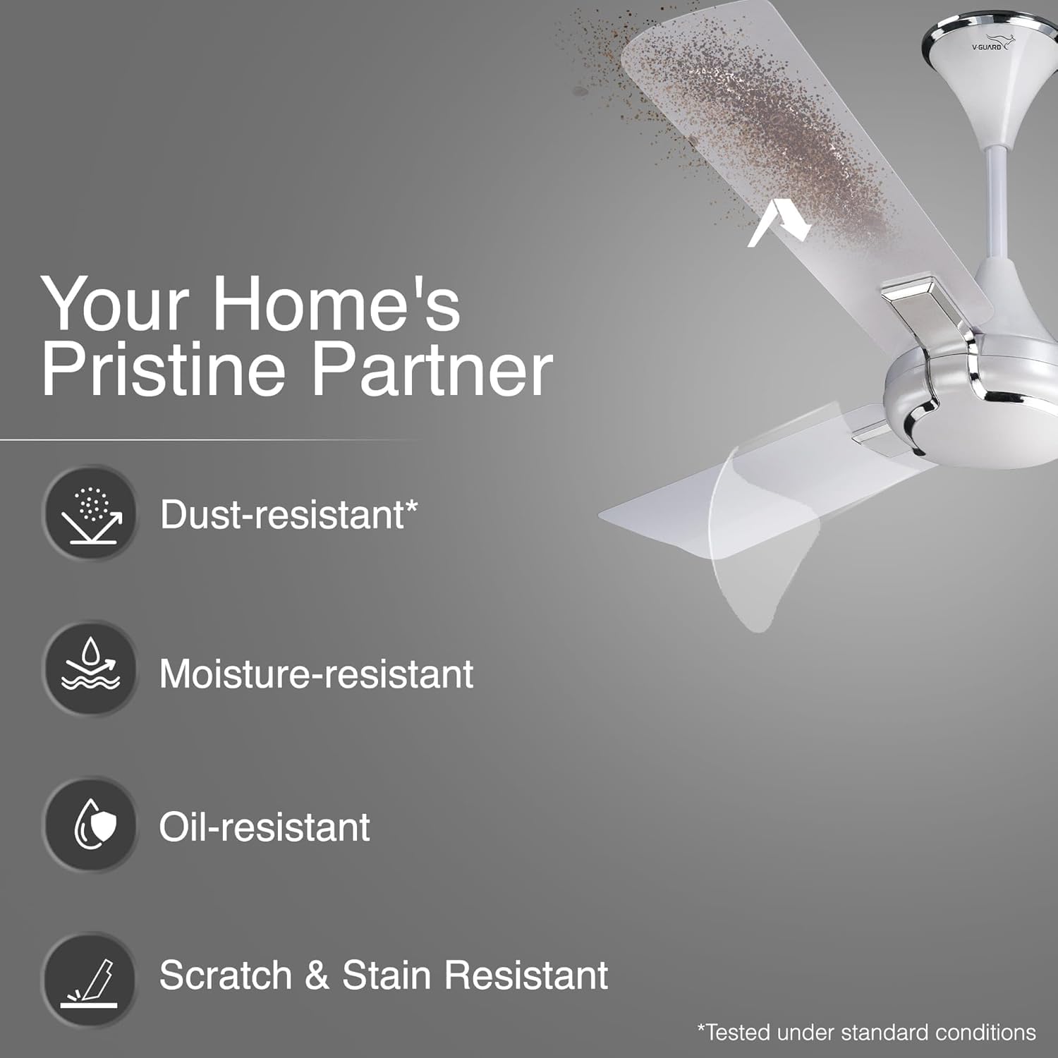 V-Guard Glado Prime Vx 1.2 Meter Sweep 400 RPM Speed (Pearl White Silver) 1