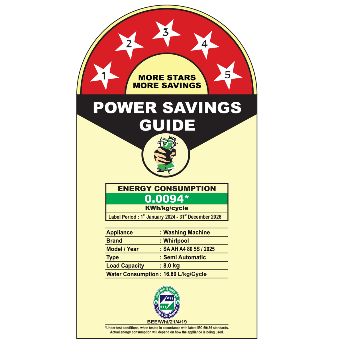 WHIRLPOOL SEMI AUTO ACE 8.0 SUPERSOAK 5YR 6