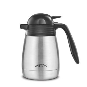 Milton Carafe 600 Stainless Steel Double Walled Vacuum Insulated Flask with Lid and Handle, 600 ml, Silver, Coffee/Tea Carafe Heat & Cold Retention, Leak Proof, Rust Free, Easy to Carry