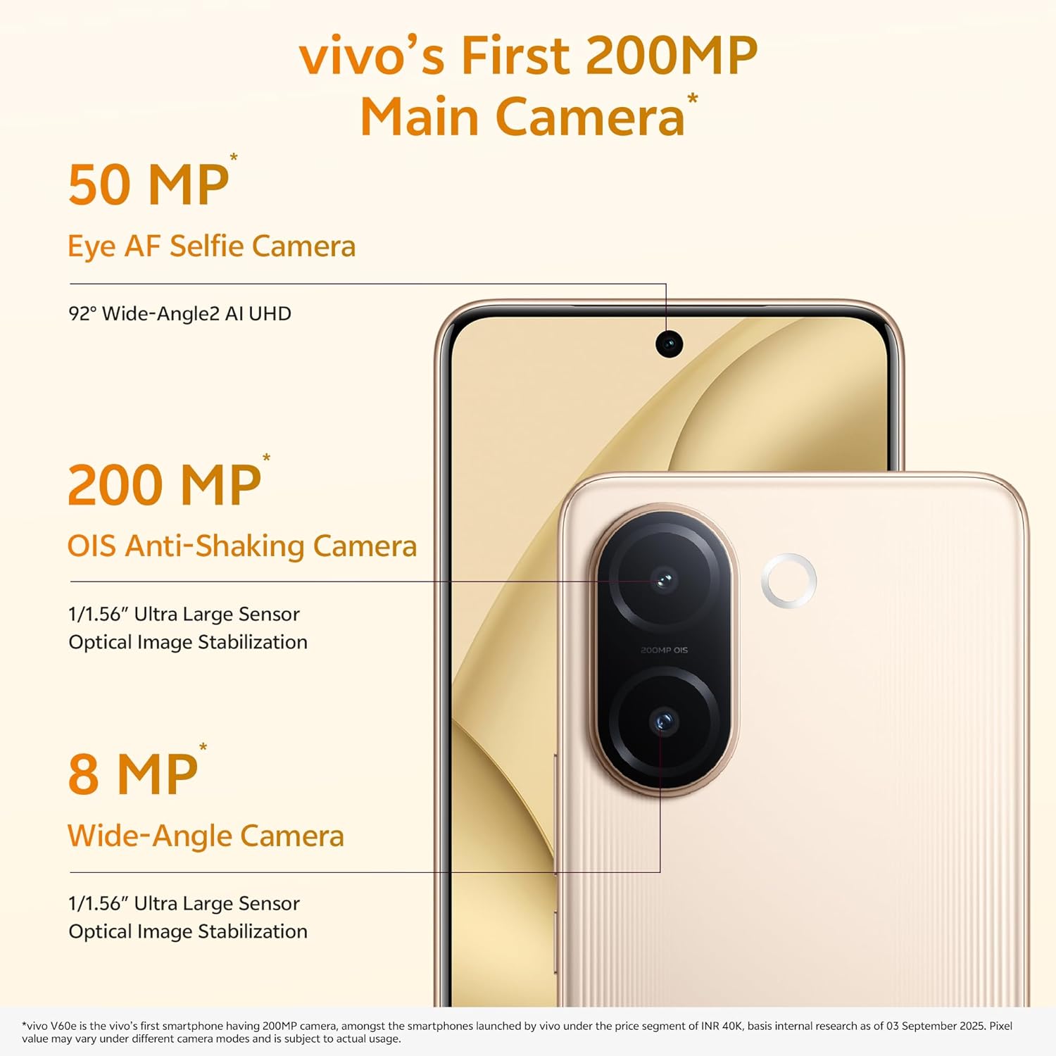 vivo V60e 5G (Noble Gold, 8GB RAM, 256GB Storage) 1