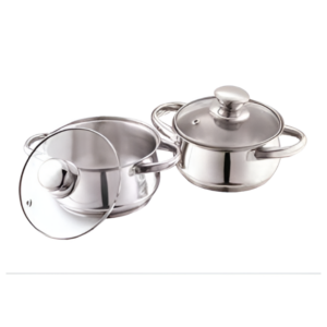 Steelcraft Premium Induction Compatible Stainless Steel Sandwich Base Esteem Cookware/Casserole Set of 2 pc Casserole (14cm, 850ml) (16cm, 1300ml) with Glass Lids,for Multipurpose Cooking, Silver