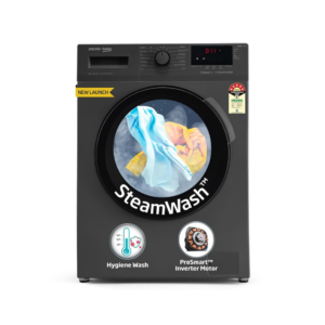 Voltas Beko, A Tata Product 8 Kg 5 Star Inverter Quick wash Fully-Automatic Front Loading Washing Machine (WFL8012B7JVBKA/AXV, Anthracite, In buit Heater/Hygiene steam)