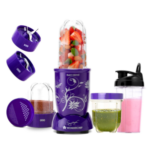 Wonderchef Nutri-blend Mixer Grinder Blender, Smoothie Maker, 3 Unbreakable Jars (Blending, Grinding, and Sipper Jar), 500W 22000 RPM 100% Full Copper Motor, SS Blades, 2 Year Warranty, Purple