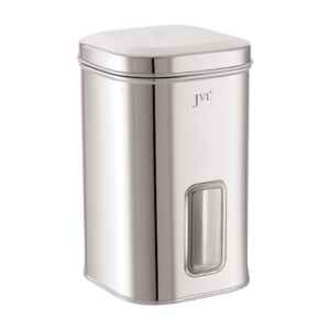 JVL Flossy Window Canister With See Through Window, Airtight Lid, Ideal For Grains, Snacks, Spices & Dry Fruits