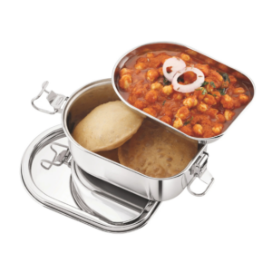 JVL Matrix Stainless Steel Leak-Proof Lunch Box with Inner Plate Durable & Compact Tiffin for School and Office Use & Easy to Clean