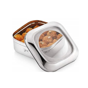 JVL Square Costa Tin – See Through Clear Lid