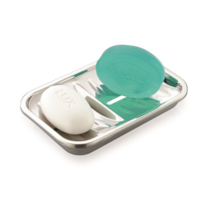 JVL Twin Stainless Steel Soap Holder with Quick Drain, Mirror Finish (Twin Soap Box)