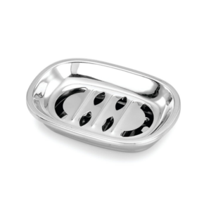 JVL Stainless Steel Soap Dish with Quick Drain Design, Mirror Finish, Keeps Soap Dry & Fresh (Capsule Shape)
